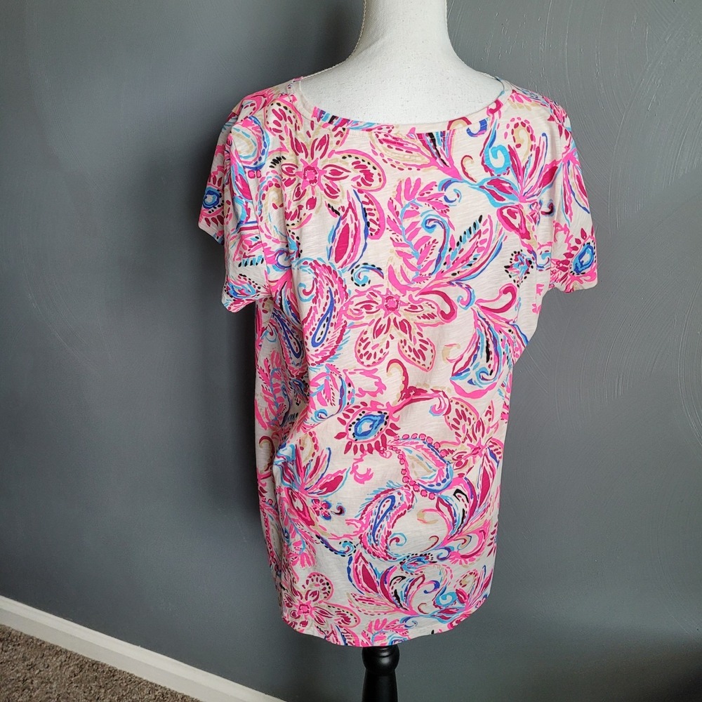 LILLY PULITZER Top Size XL Pink Etta Scoop Neck Coconut Flitting About - Picture 4 of 15